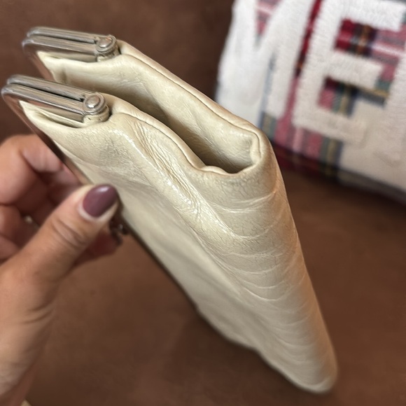 HOBO International Lauren Ivory Leather Double Kisslock Wallet Clutch - Picture 10 of 13